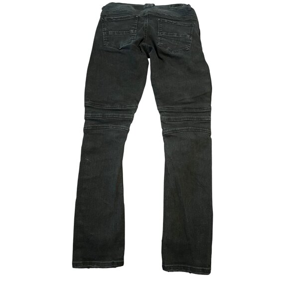 Preme Mens Black Distressed Jeans With Rhinestone Stripes 32W 32L Moto - Picture 2 of 10